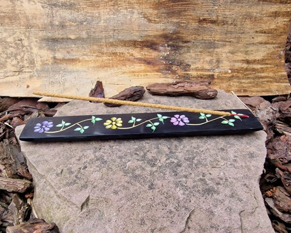 Wierookhouder Zeepsteen Ski met Bloemdesign